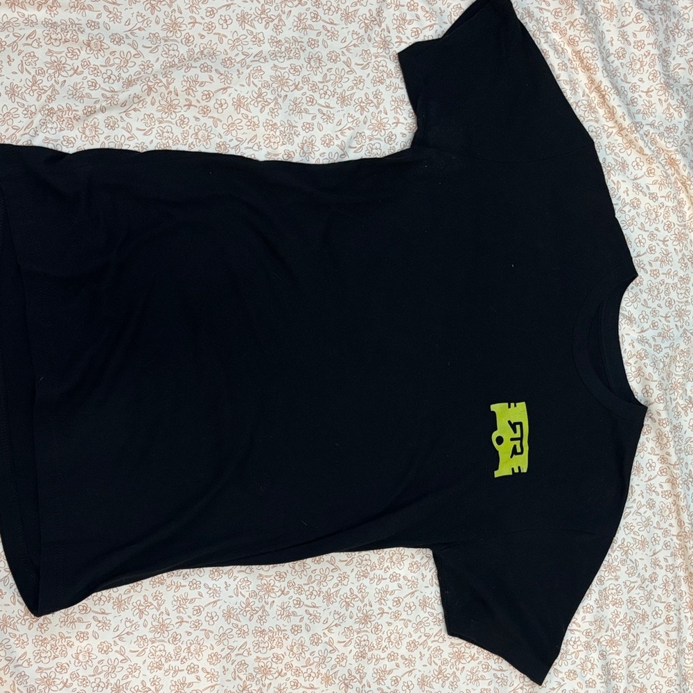 Black Short Sleeve Tee with Neon Green Design